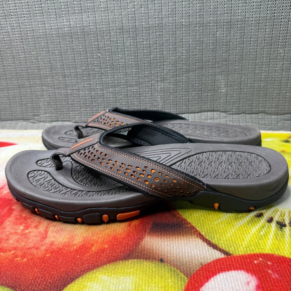 Hobibear Mens Size 45/11.5 US Gray/Orange Flip Flops Non-Slip Sole Sandals